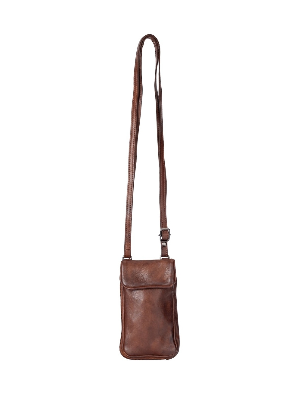 WoMen's Brown Leather Crossbody Phone Pouch - Unbranded